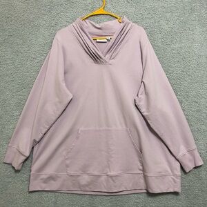 Soft Pullover Sweater Size 2X‎ V Neck Draped Collar Casual D&Co Active